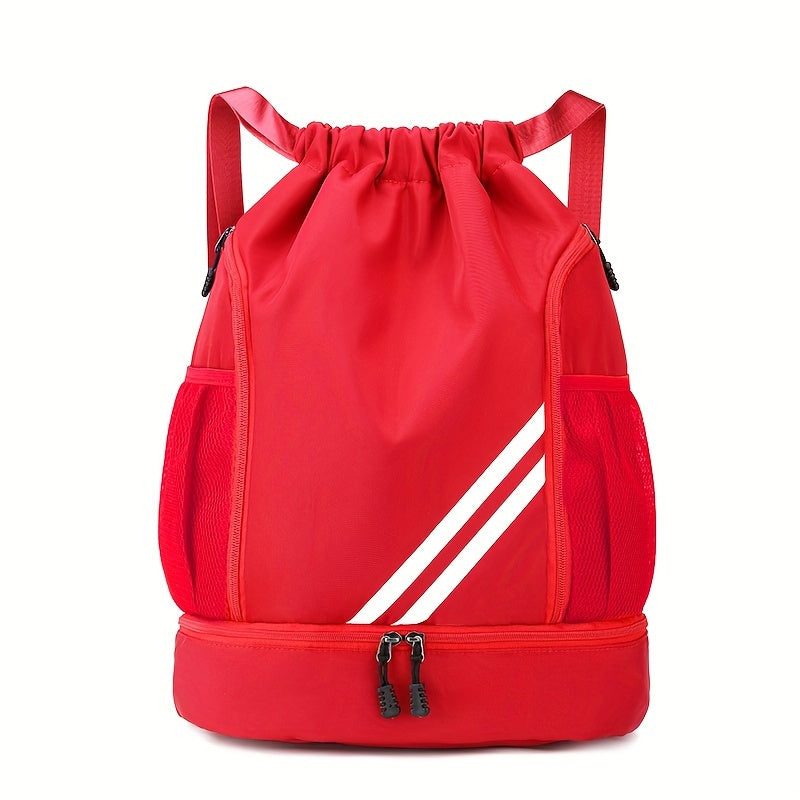 Stylowy plecak sportowy unisex ze ściągaczem. Wodoodporny, pojemny, na siłownię, podróż i outdoorowe aktywności.