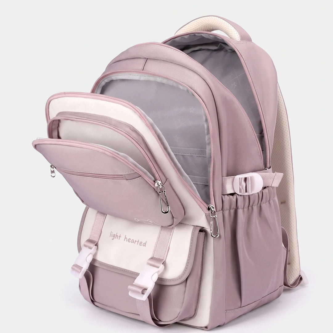 Trwały plecak szkolny unisex z materiału oxford, idealny do szkoły. Wielokieszeniowy, na książki i laptop.