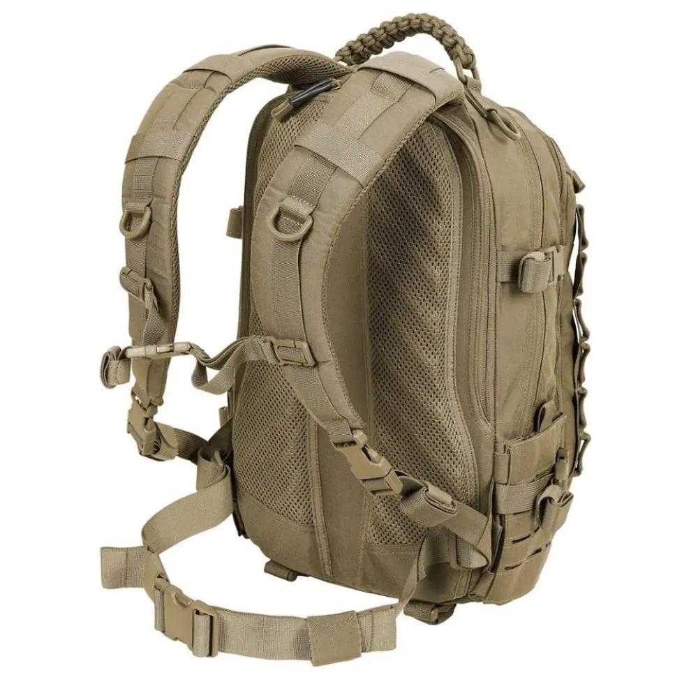 Tył plecaka taktycznego TrailForce Explorer z systemem wentylacji. Ergonomiczny plecak męski do trekkingu.