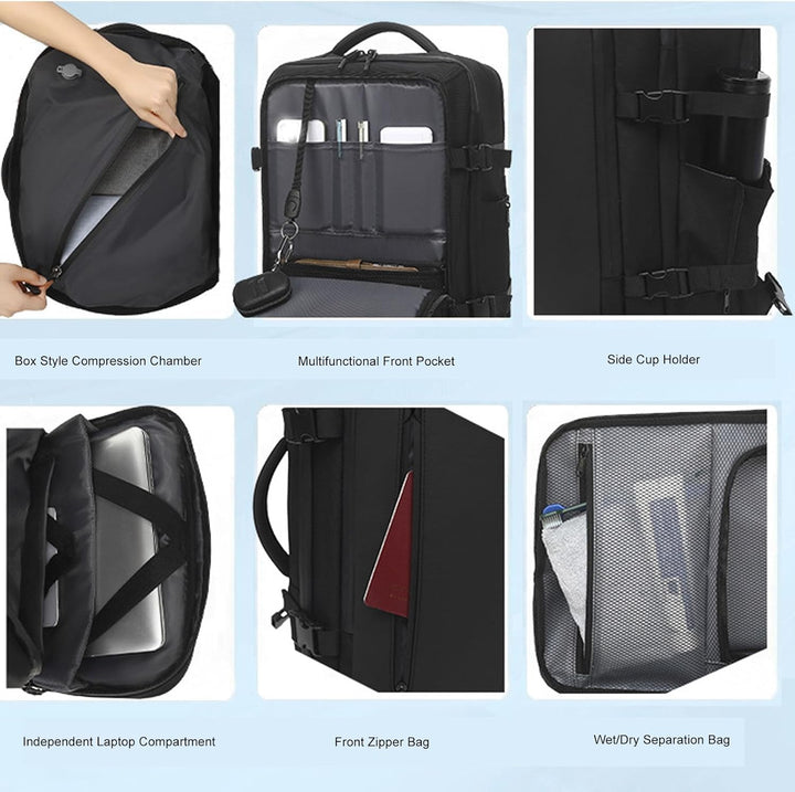 Plecak podróżny Dravion 56-75L z systemem kompresji próżniowej i organizerem. Ergonomiczne pakowanie.