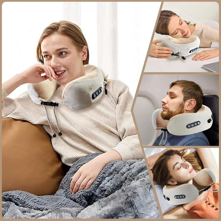 Ergonomiczna poduszka masująca Shiatsu na szyję z funkcją grzania dla maksymalnego komfortu.