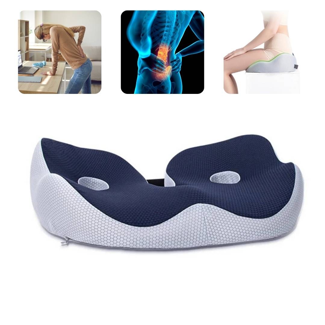 Ergonomiczna poduszka z pianki memory na krzesło biurowe. Zapewnia komfort i odciążenie kręgosłupa.