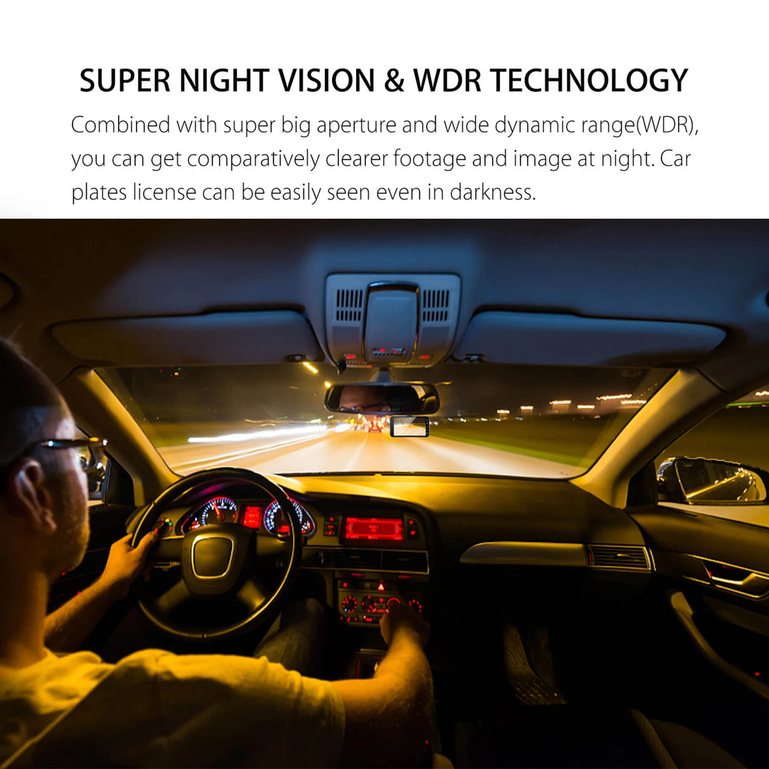 Wideorejestrator Full HD przód/tył, profesjonalna auto kamera dla Twojego pojazdu.