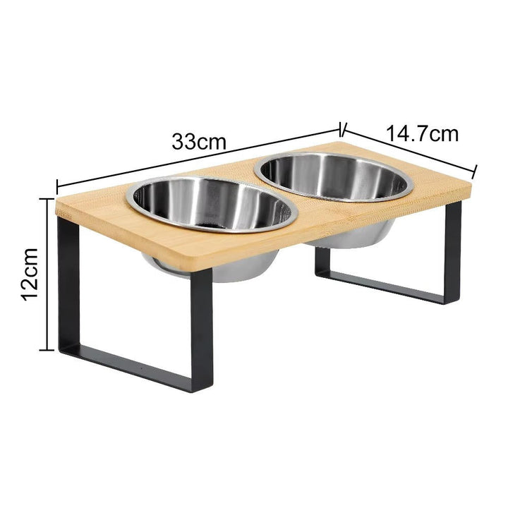 Komfortowa podwójna miska dla kota na karmę i wodę, miska ergonomiczna z elementami ze stali nierdzewnej.