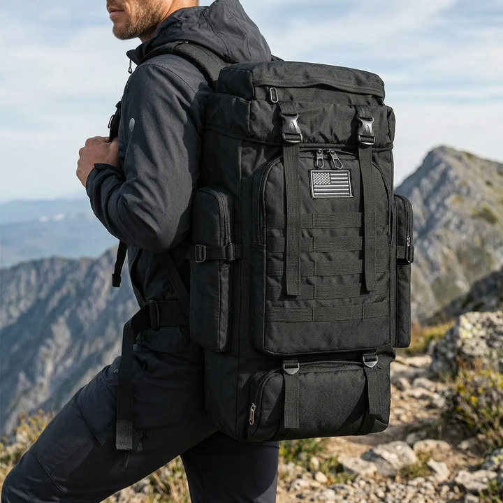 Plecak wyprawowy górski 80L/100L. Niezbędny do trekkingu, turystyki i survivalu. Duża pojemność.