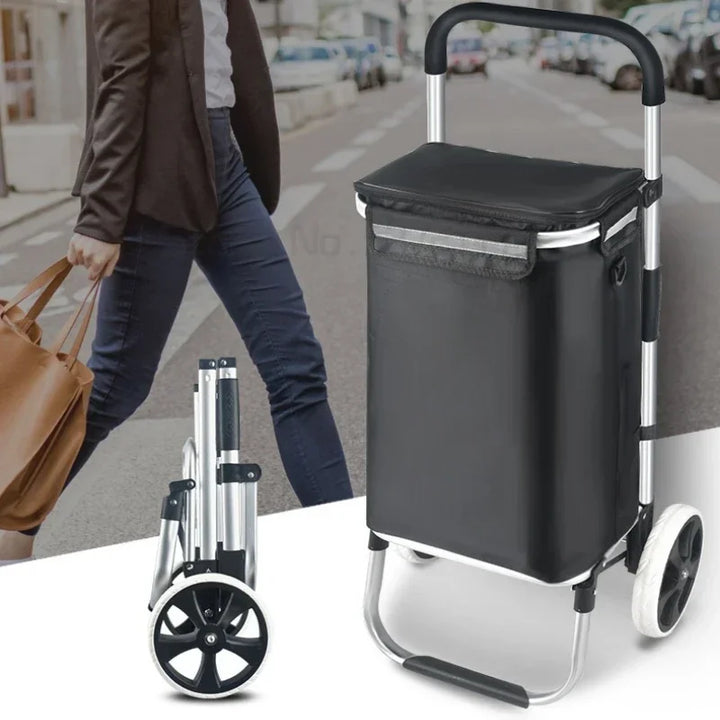 Mobilny wózek zakupowy Movaro, idealny do transportu bagażu i na codzienne zakupy.