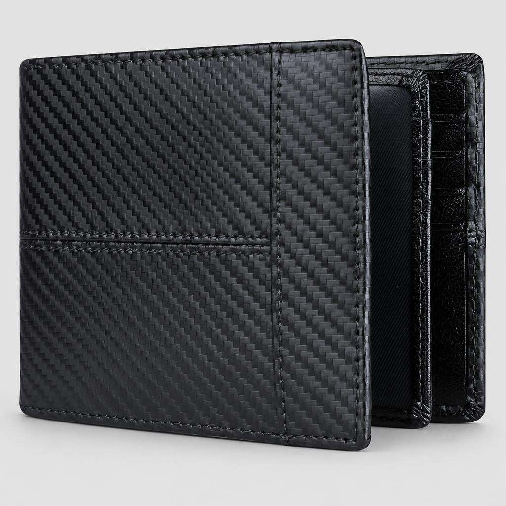 Skórzany męski portfel bifold z zabezpieczeniem RFID i licznymi przegródkami na karty w eleganckim stylu