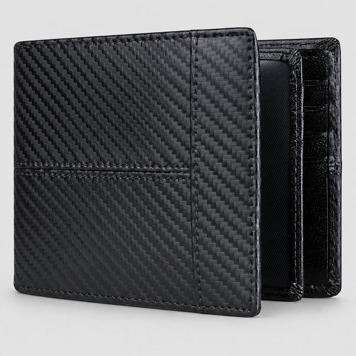 Skórzany męski portfel bifold z zabezpieczeniem RFID i licznymi przegródkami na karty w eleganckim stylu