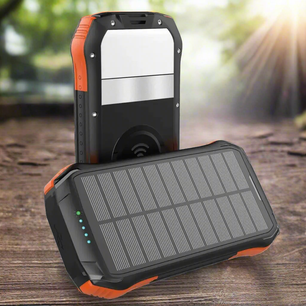 Power bank solarny, idealny na camping i podróż. Przenośna ładowarka dla telefonu i tabletu.