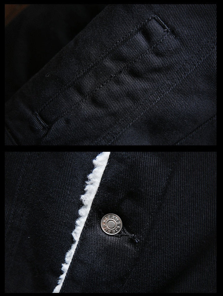 Męska odzież wierzchnia, jeansowa katana ocieplana w stylu casual