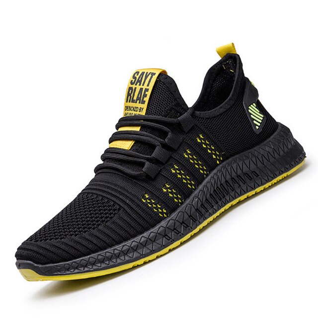 Męskie buty sportowe w kolorze czarnym z żółtymi detalami
