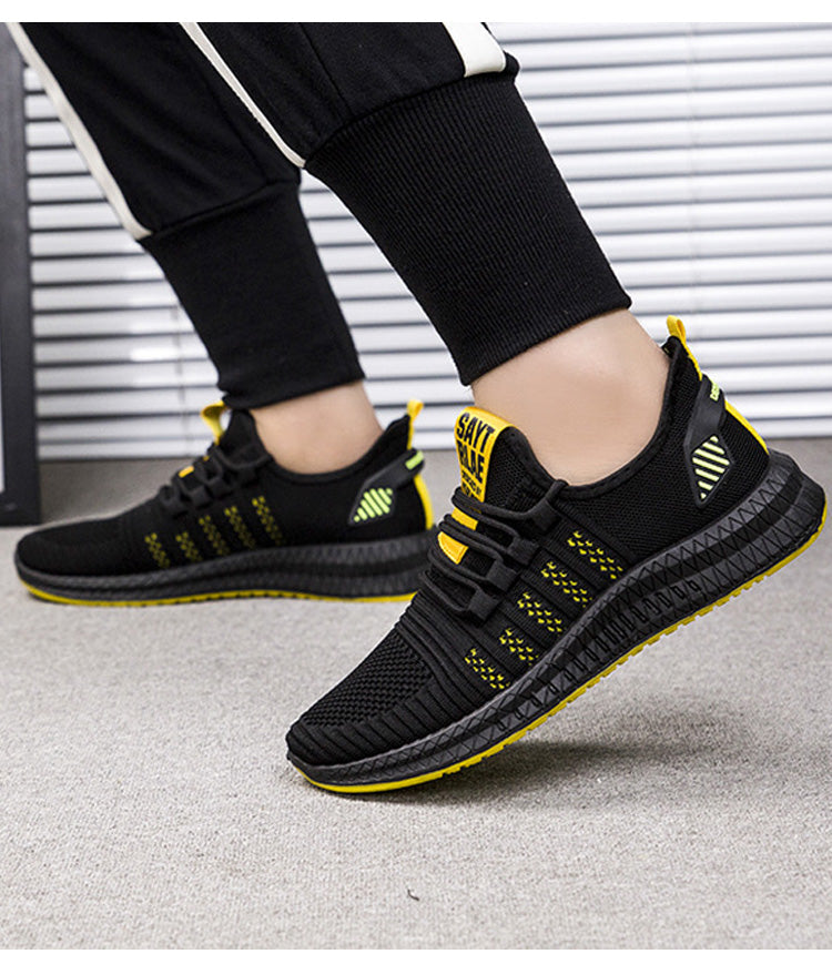 Modne sneakersy męskie, sportowy styl i czarne buty do biegania w pełnym ujęciu
