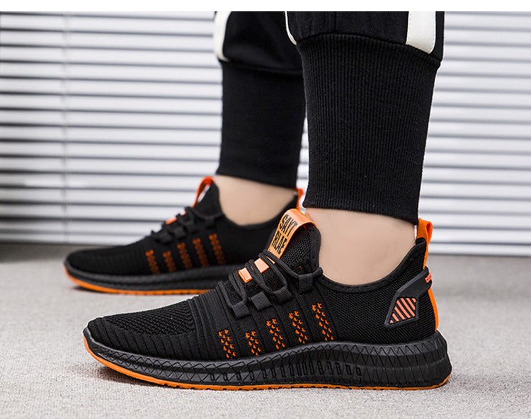 Wygodne obuwie treningowe męskie, czarne buty sportowe podeszwa z żółtym detalem