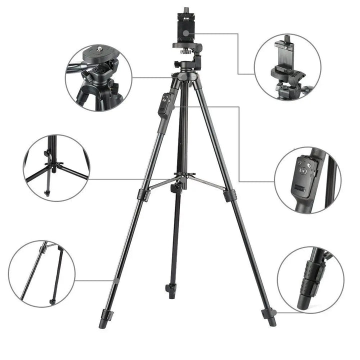 Profesjonalny statyw aluminiowy z regulowaną głowicą do fotografii i wideo DSLR/smartfon. Stabilizacja.