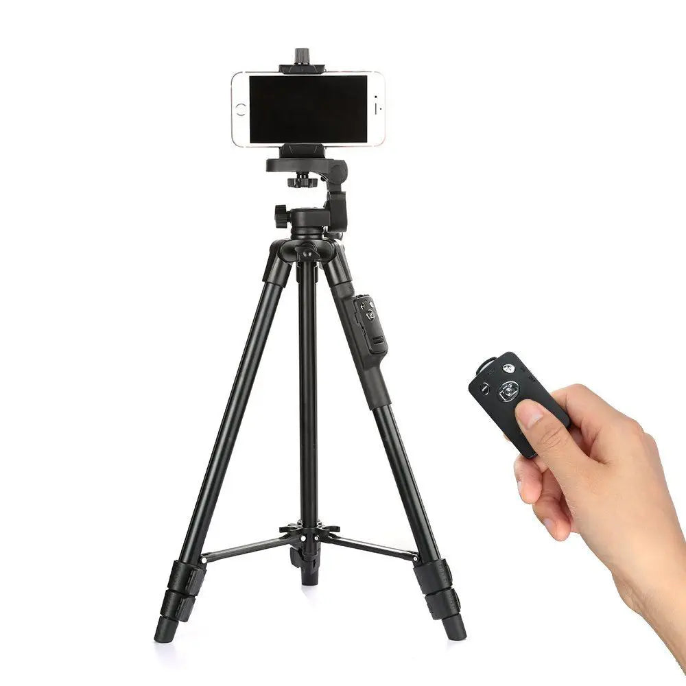 Aluminiowy statyw z regulowaną głowicą 360° i wys. do stabilnego nagrywania wideo i zdjęć.