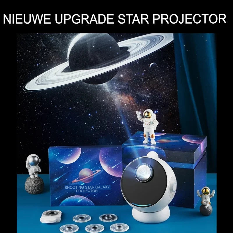 Nastrojowy projektor Galaxy z gwiazdami, idealny do stworzenia romantycznego wieczoru w sypialni.