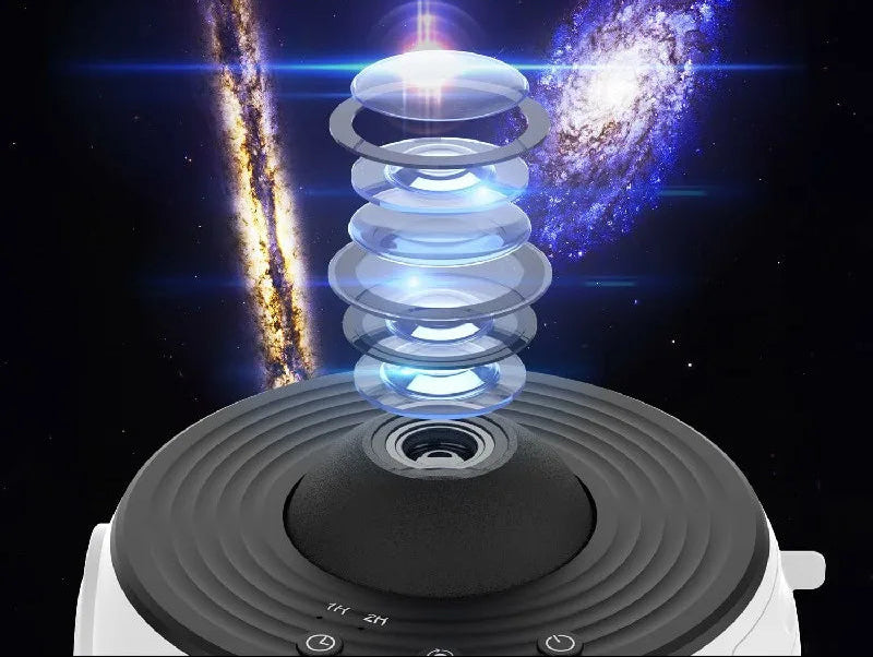 Projektor planetarny 360° HD z 12 efektami galaktyki i gwiazd, lampa nocna do sypialni, relaksująca atmosfera.