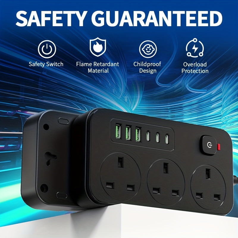 Uniwersalny przedłużacz 9 w 1 z multi-gniazdami AC i USB, klucz do efektywnego zasilania urządzeń elektronicznych.