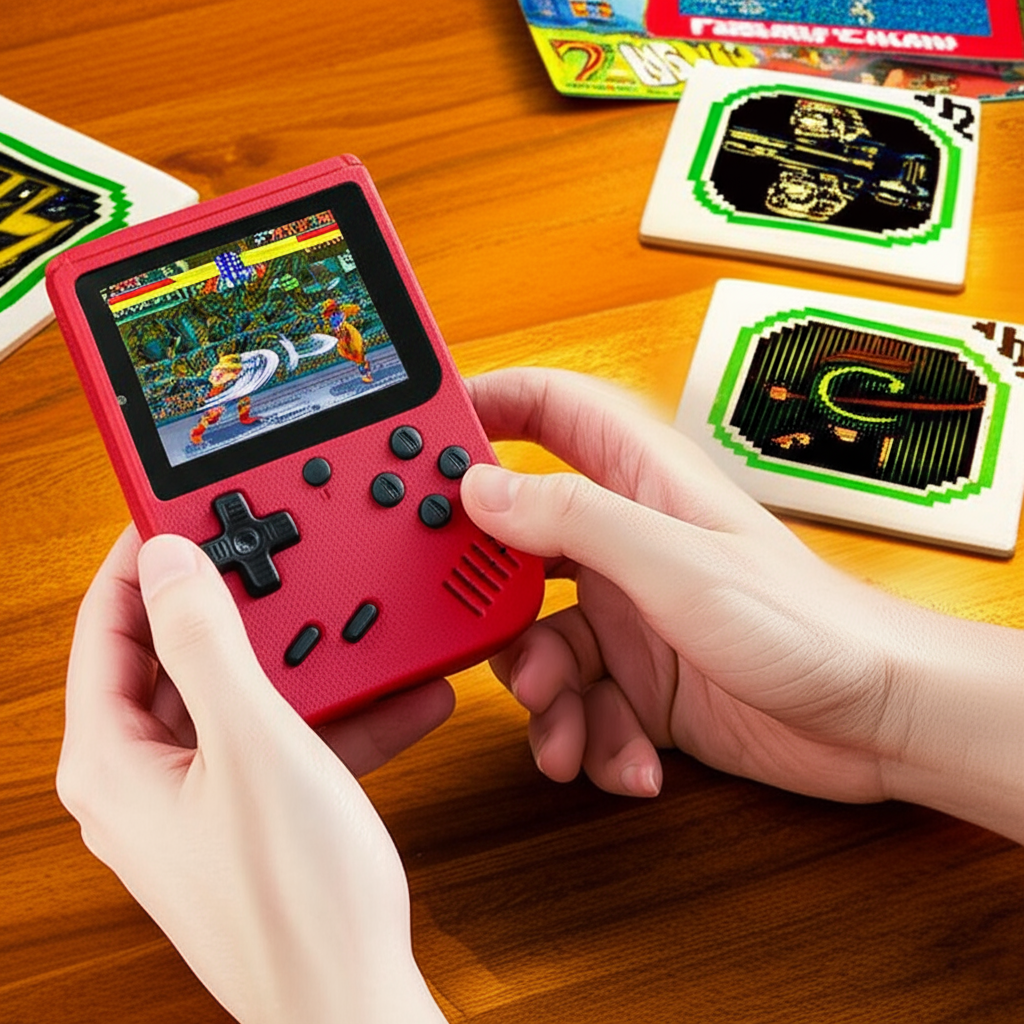 Konsola retro handheld z 400 klasycznymi grami. Przenośna rozrywka i nostalgia dla każdego.