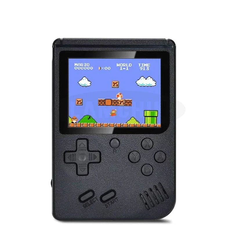 Handheld konsola retro z 400 klasycznymi grami, zapewniająca mobilną rozrywkę w podróży.