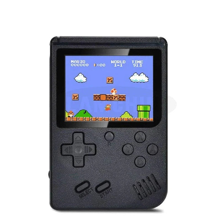 Handheld konsola retro z 400 klasycznymi grami, zapewniająca mobilną rozrywkę w podróży.
