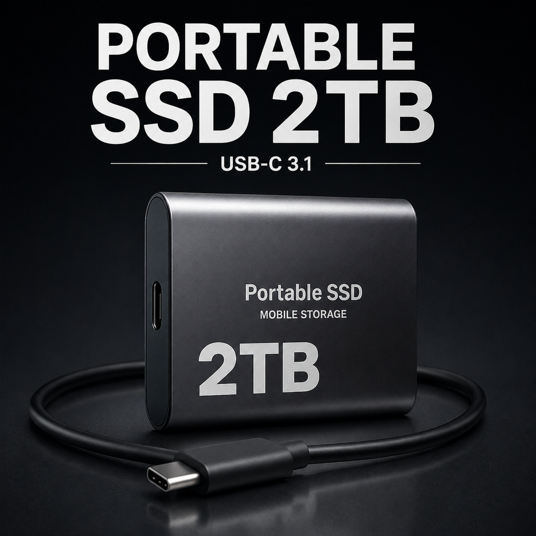 Przenośny dysk SSD 2TB USB-C, szybka pamięć zewnętrzna do laptopa i PC.