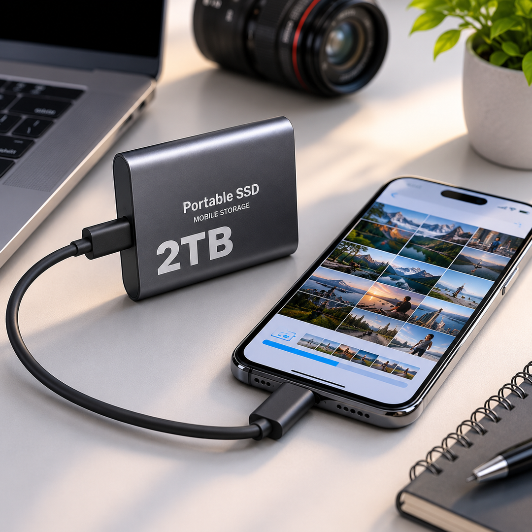 Zewnętrzny dysk SSD 2TB, ultraszybka pamięć przenośna USB-C. Idealny dla profesjonalistów.
