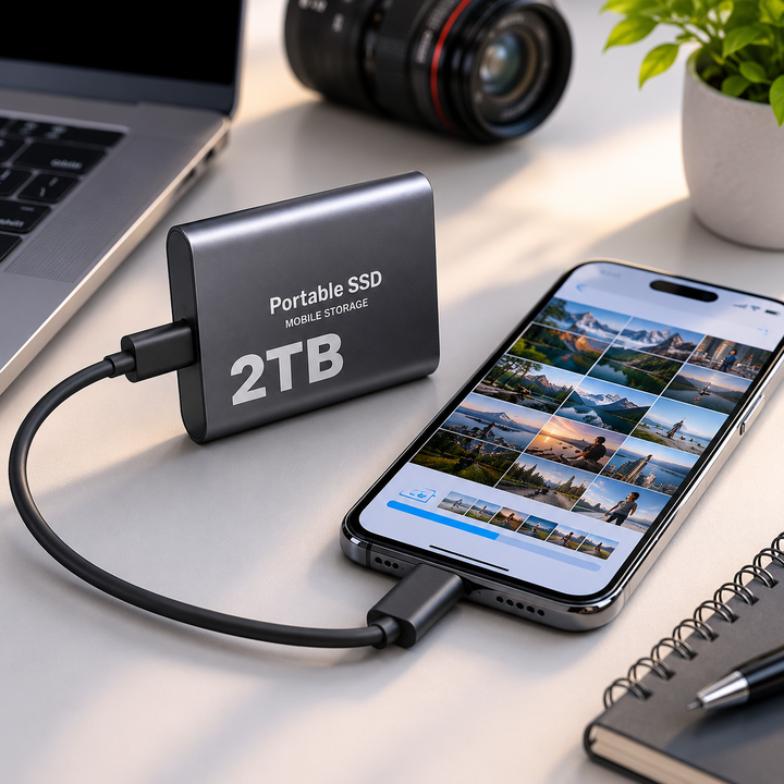 Zewnętrzny dysk SSD 2TB, ultraszybka pamięć przenośna USB-C. Idealny dla profesjonalistów.