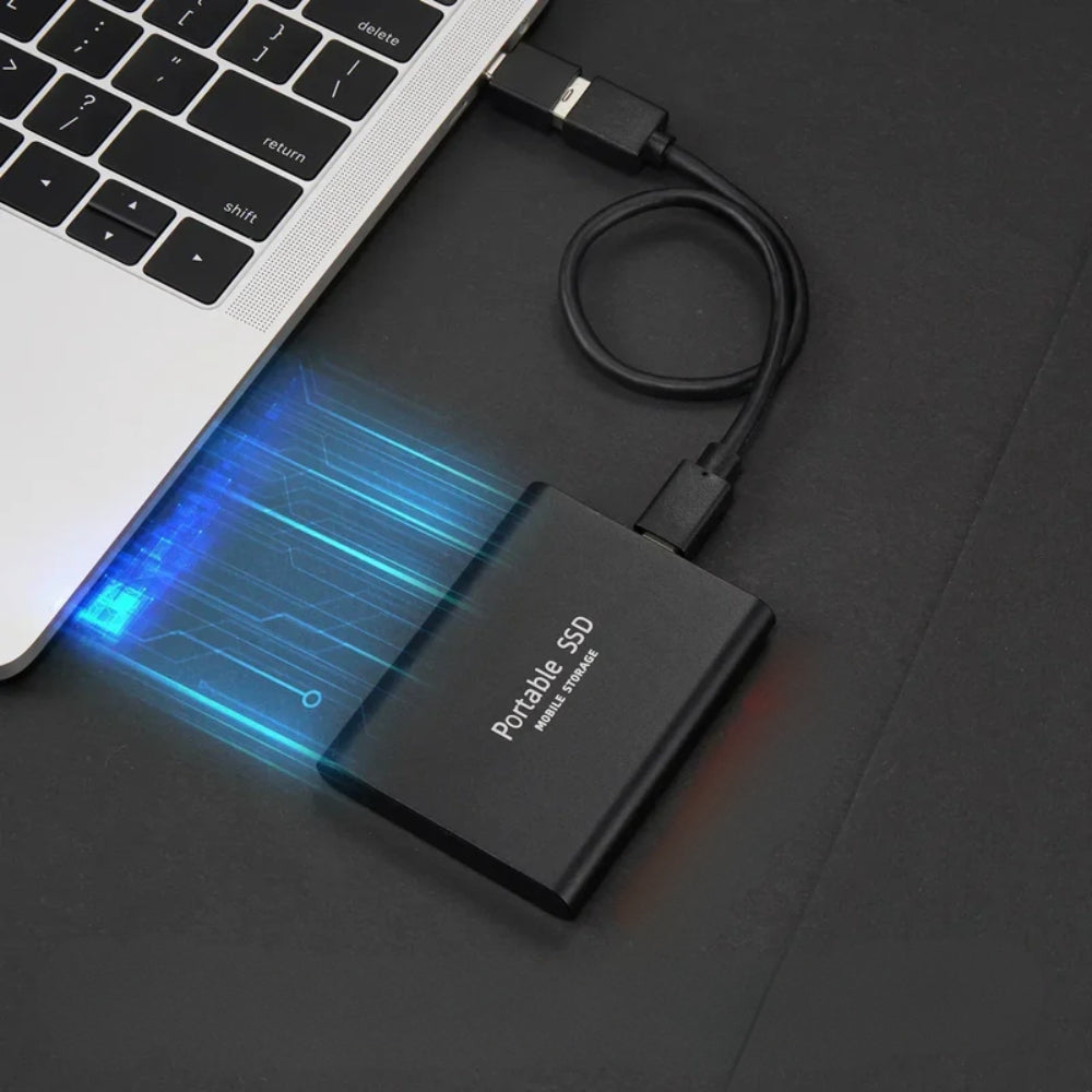 Przenośny dysk SSD USB, kompaktowy magazyn danych, idealny do szybkiego backupu i transferu plików.