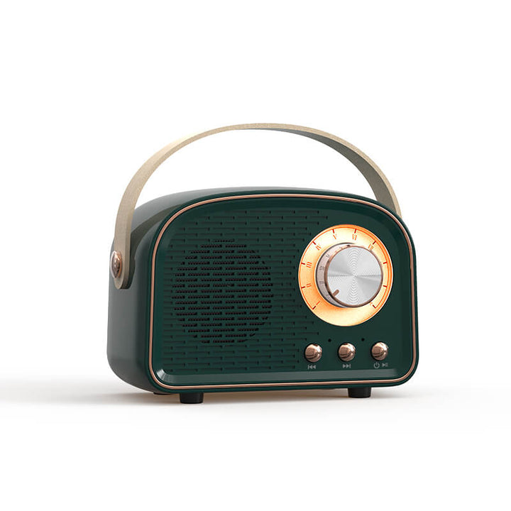 Kompaktowy głośnik retro Bluetooth z wysokiej jakości dźwiękiem, idealny dla miłośników stylu i muzyki.