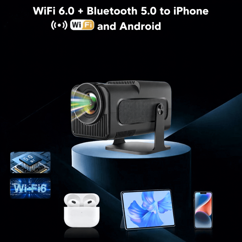 Inteligentny projektor do filmów i gier w Full HD/4K. Przenośny, z WiFi i Bluetooth, do domowej rozrywki.