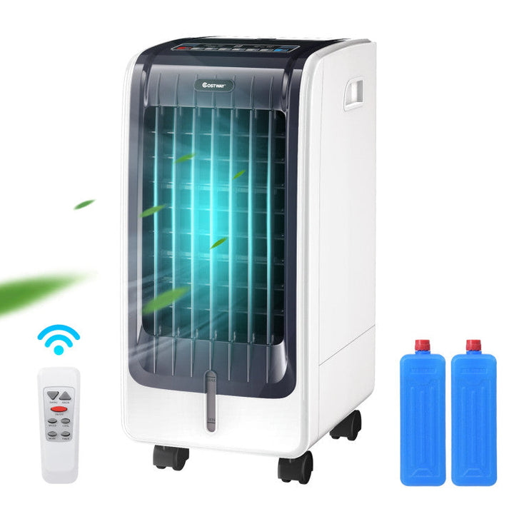 Kompaktowy klimator wentylator 110V. Chłodzenie, nawilżanie powietrza. Przenośny, cichy, z timerem, do biura/domu.