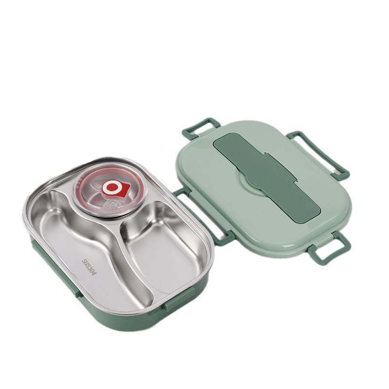 Przenośny lunchbox z przegrodami na świeże posiłki. Idealny pojemnik na jedzenie do pracy.