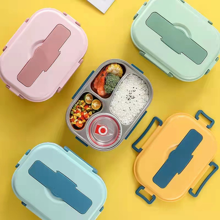 Lunchbox z przegrodami utrzymujący świeże posiłki przez cały dzień. Do szkoły i biura.