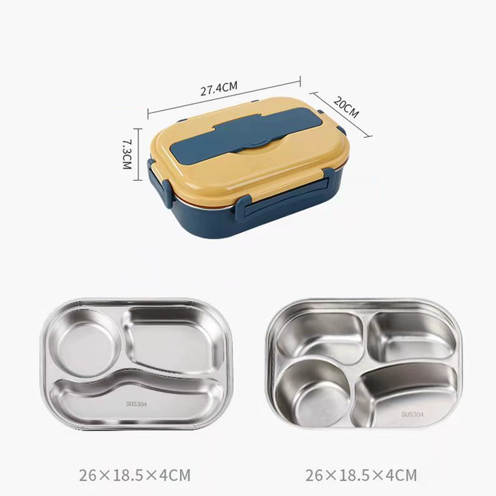Wygodny lunchbox z przegrodami na świeże posiłki. Idealny jako śniadaniówka do szkoły, pracy.