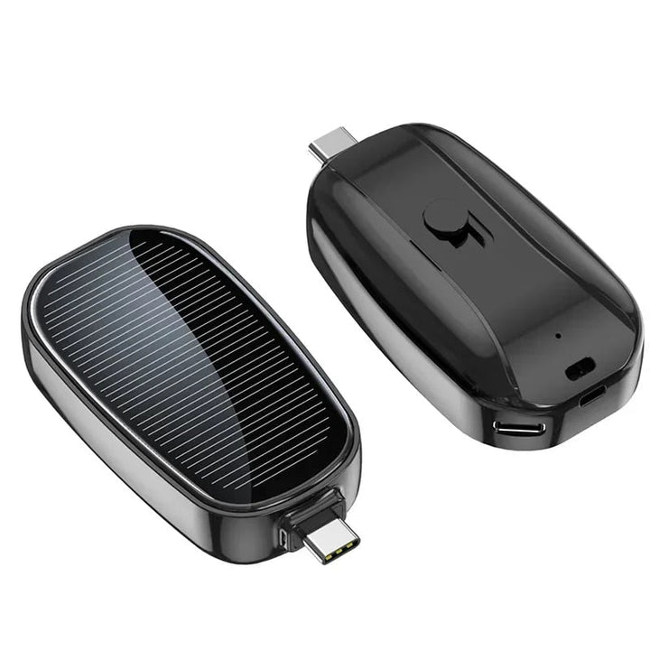 Power bank solarny z uniwersalnymi złączami, idealny do ładowania smartfonów i tabletów. Niezbędny w podróży.