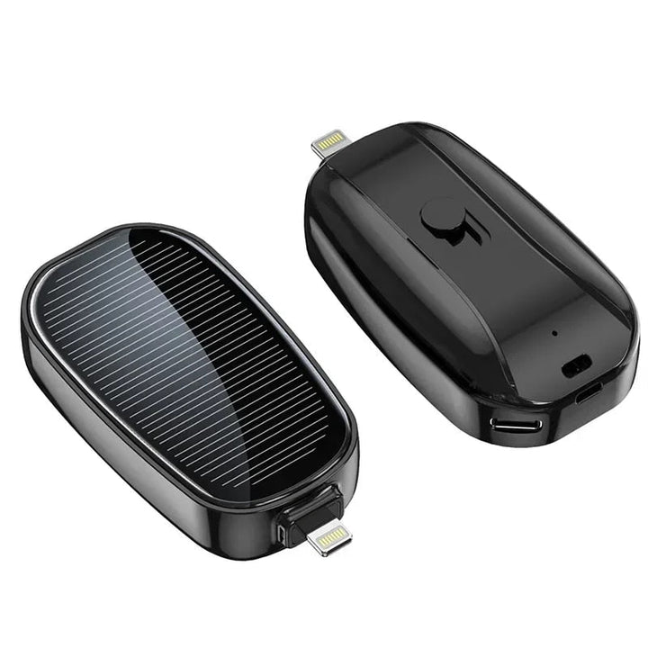 Kompaktowy powerbank solarny do camping, z wbudowaną latarką. Ładuj swoje urządzenia ekologicznie, gdziekolwiek jesteś.