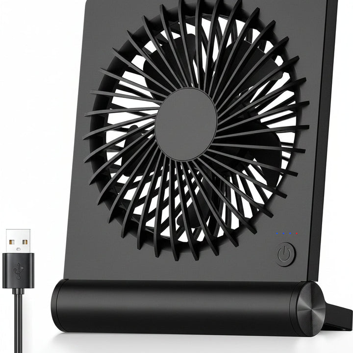 Kompaktowy wentylator USB do biurka. Cichy i energooszczędny, zapewnia komfortowe chłodzenie osobiste.