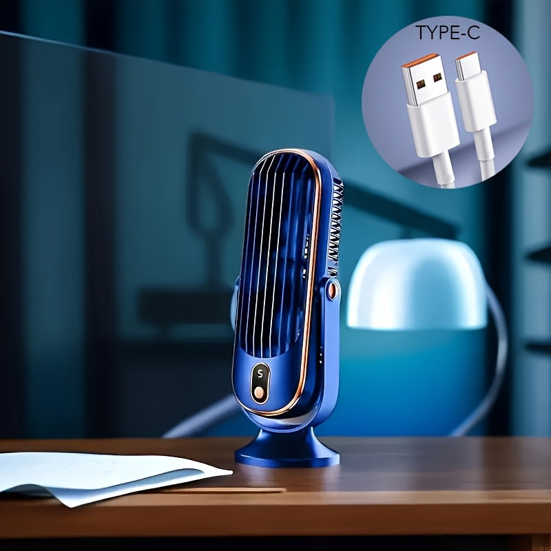 Wentylator USB przenośny w salonie. 5 prędkości chłodzenia, podwójny silnik. Komfortowe lato w domu.