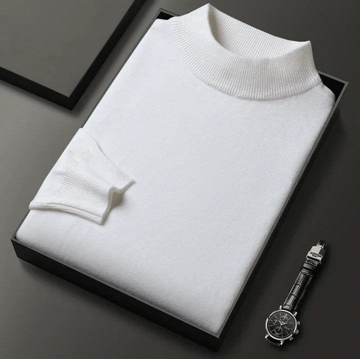 Elegancki sweter męski z długim rękawem, zbliżenie na materiał