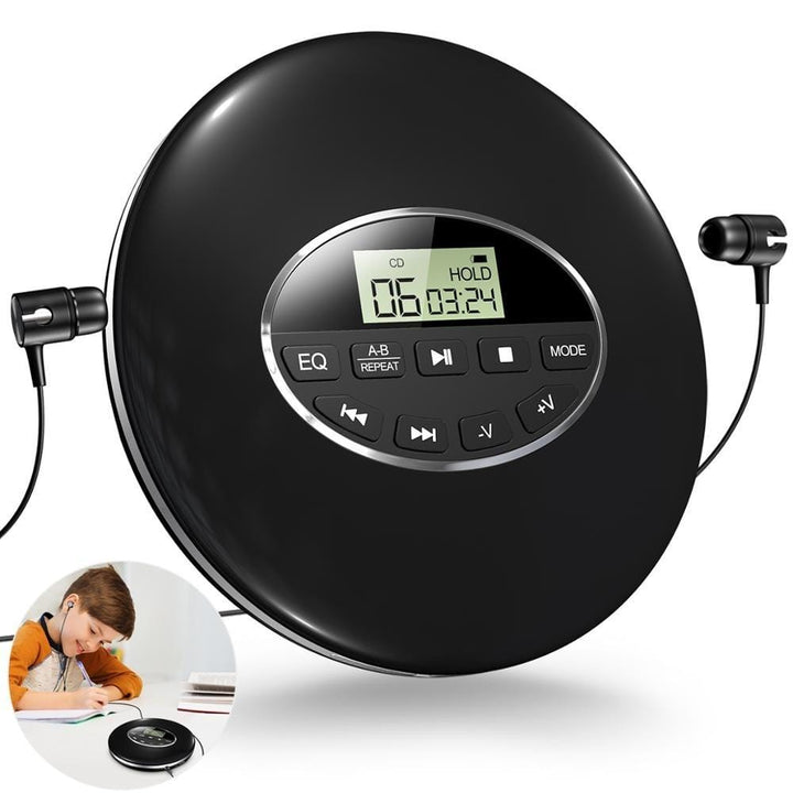 Przenośny odtwarzacz CD Walkman w kolorze czarnym z wyświetlaczem