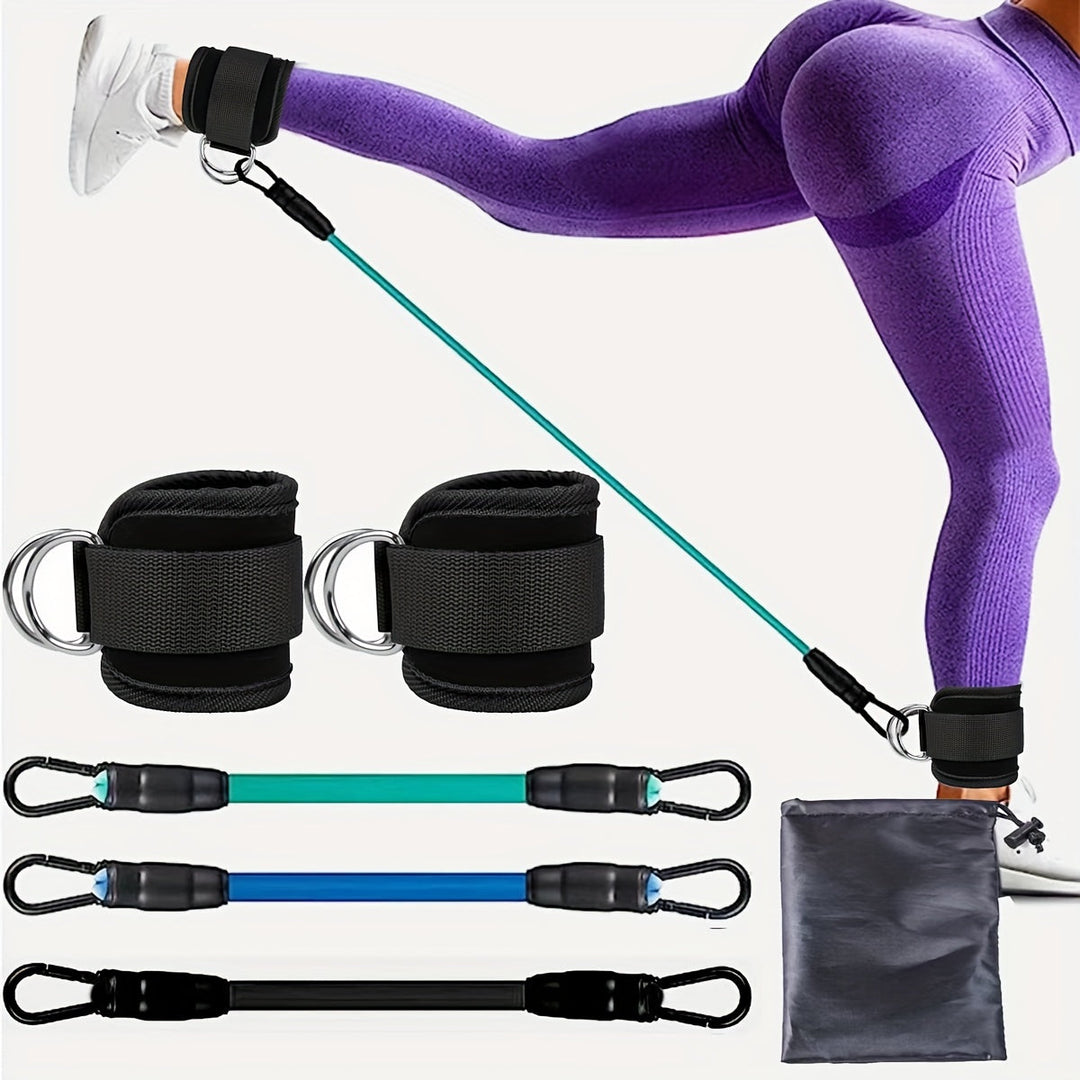 Regulowane paski na kostki do ćwiczeń nóg i pośladków. Idealne do treningu domowego i fitnessu.