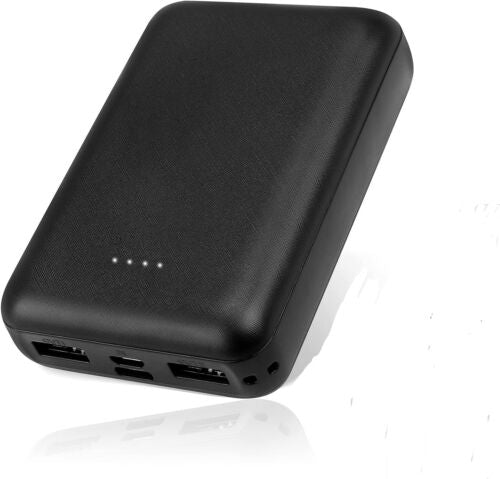 Przenośny czarny power bank do kamizelki grzewczej widoczny z portami USB