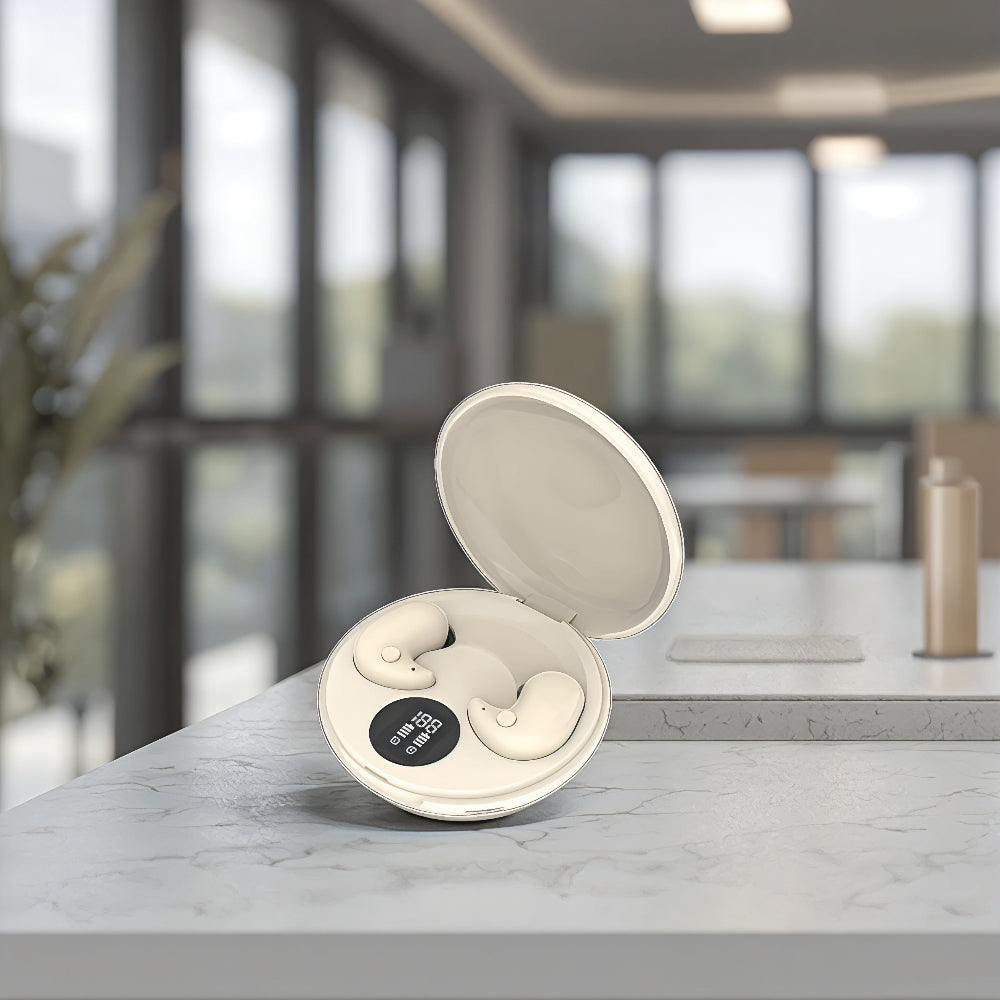 Uniwersalne słuchawki bezprzewodowe douszne Bluetooth. Kompaktowe i wygodne do podróży i codziennego użytku.