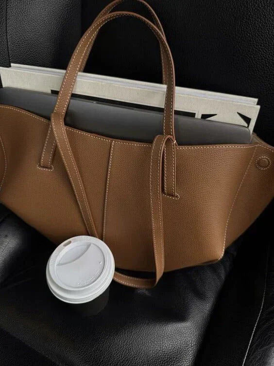 Elegancka torebka damska typu tote ze skórzanymi uchwytami