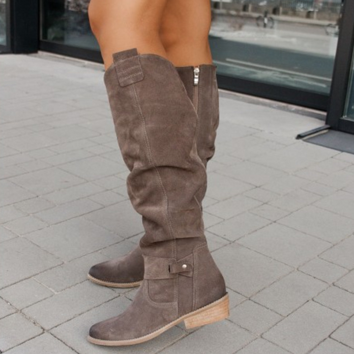 Eleganckie buty wiosenne z wysoką cholewką i smukłym obcasem