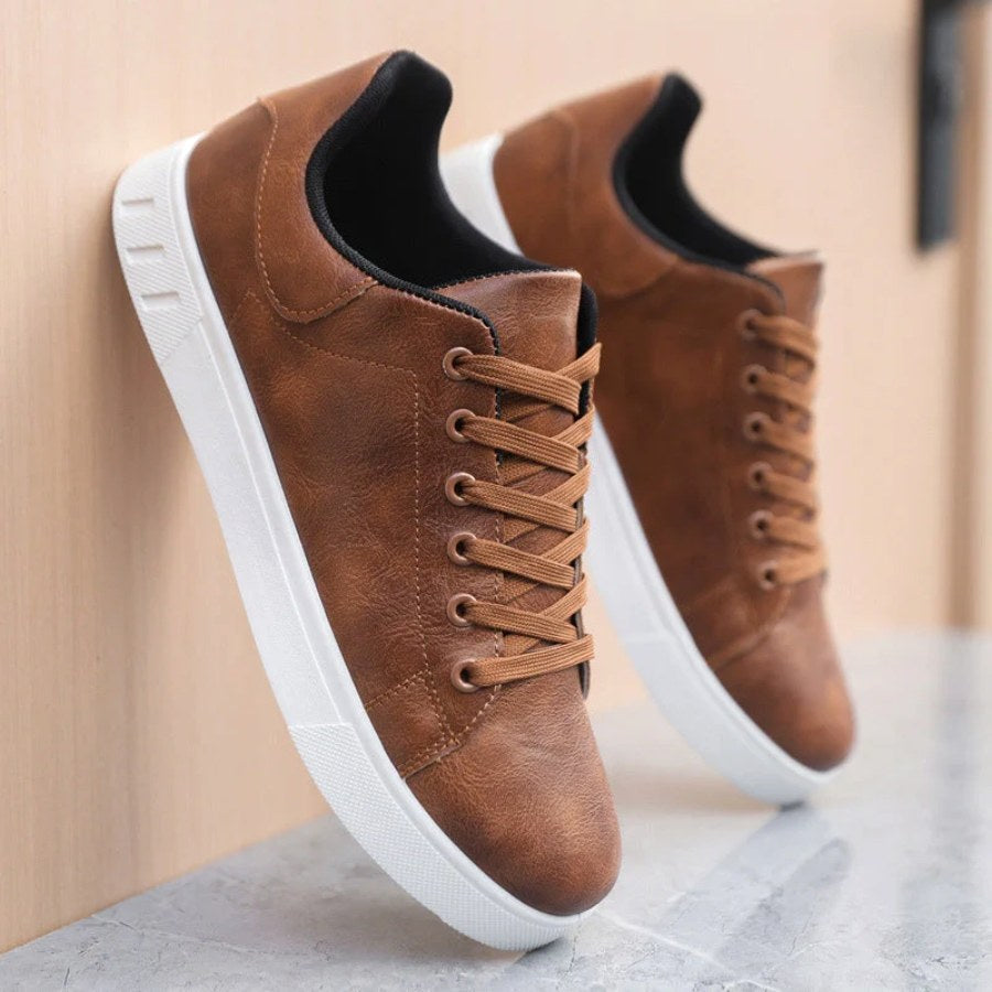 Brązowe męskie sneakersy codzienne Scott o niskiej sylwetce