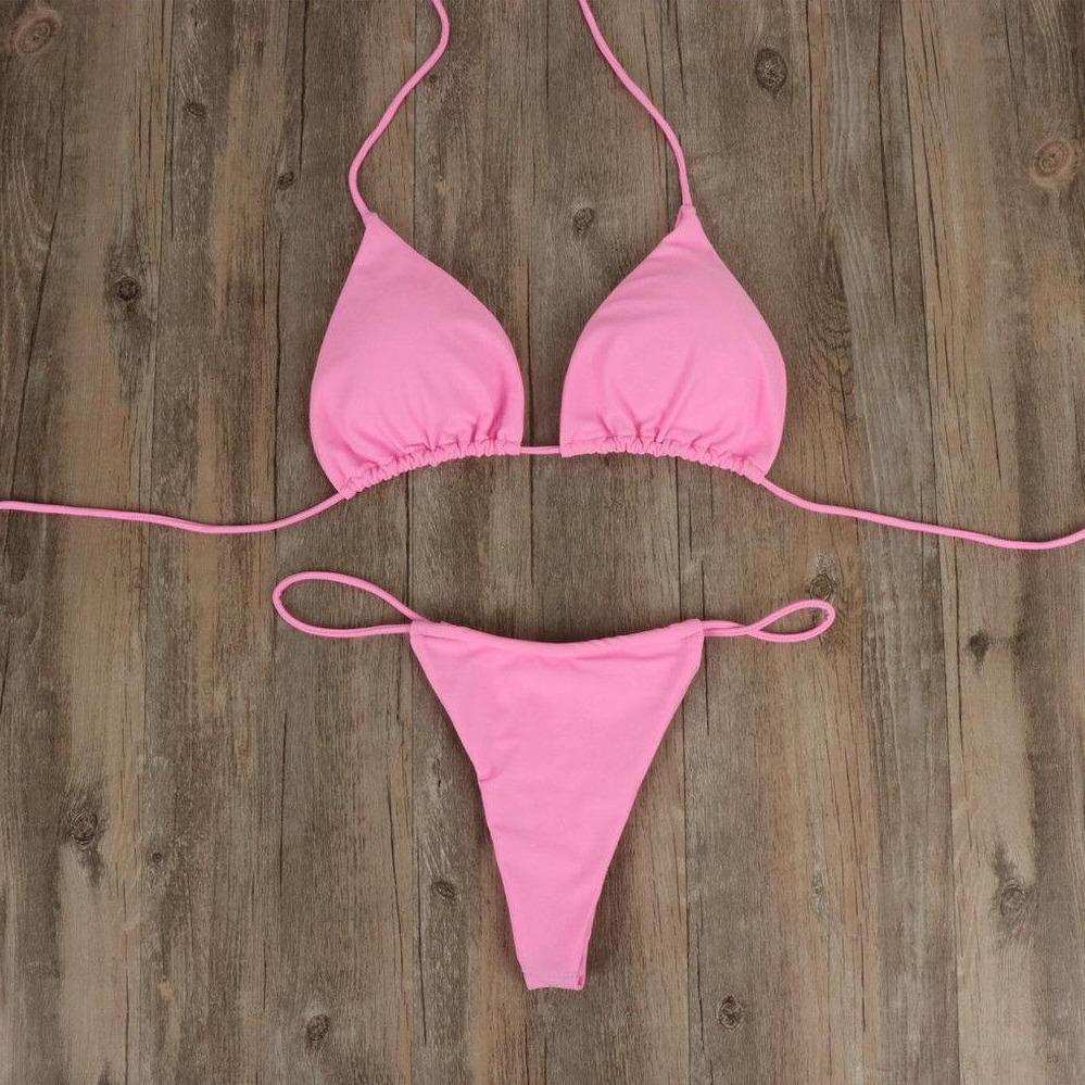 Seksowne damskie stringi od mikro bikini. Wiązany dół stroju kąpielowego, idealny na plażę.