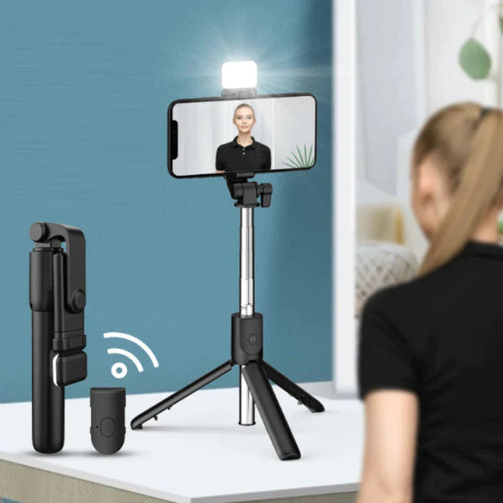 Lekki, przenośny selfie stick Bluetooth ze statywem, idealny na podróże i do vloga, do smartfonów.