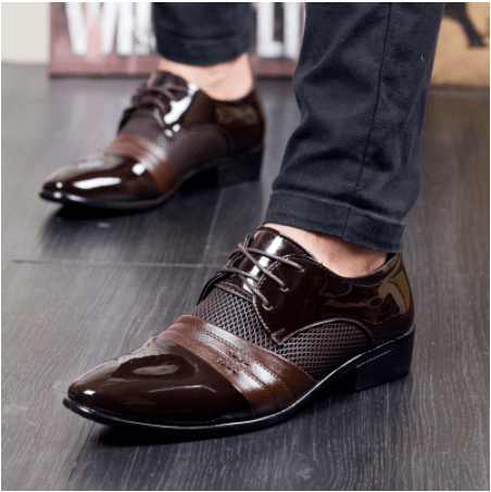 Modne buty męskie sznurowane Adrian w odcieniu czerwonym, styl smart casual